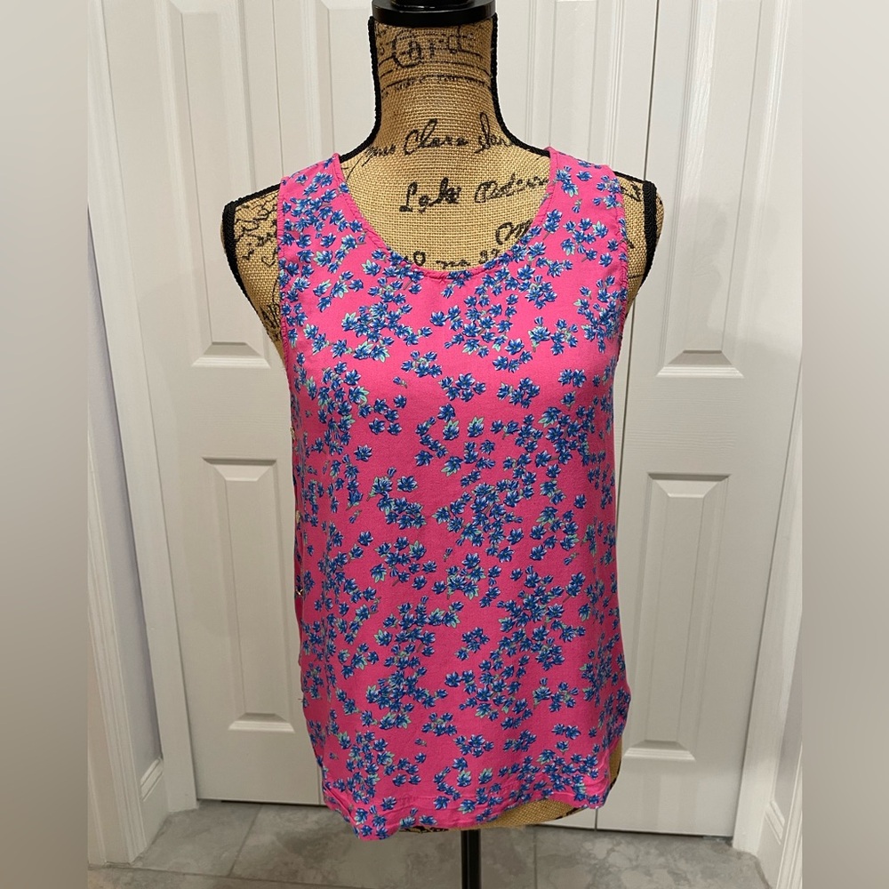 Draper James Pink and Blue Floral Tank Top